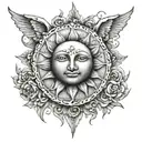 sunshine with a greak god  tattoo design idea