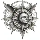 sunshine with a greak god  tattoo design idea
