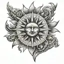 sunshine with a greak god  tattoo design idea