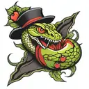 snake biting Apple tattoo design idea