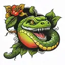 snake biting Apple tattoo design idea