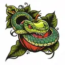 snake biting Apple tattoo design idea