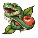 snake biting Apple tattoo design idea