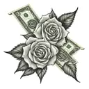 dollars roses tattoo design idea