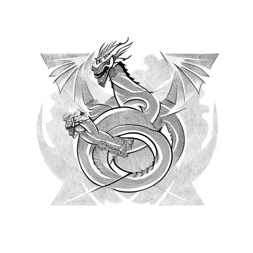 Thor dragons family tree tattoo design idea