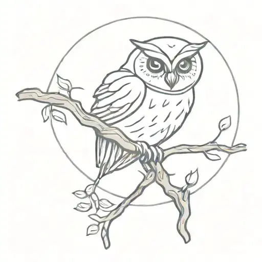 small owl on a branch  tattoo design idea
