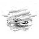 speed boat in waves tattoo design idea