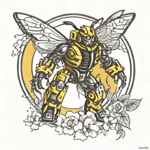 Bumblebee transformer moon tattoo design idea