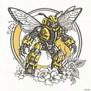 Bumblebee transformer moon tattoo design idea