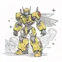Bumblebee transformer moon tattoo design idea