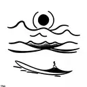 surf and beach tattoo design idea