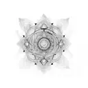 A mesmerizing mandala design incorporating elements of water and sunsets tattoo design idea