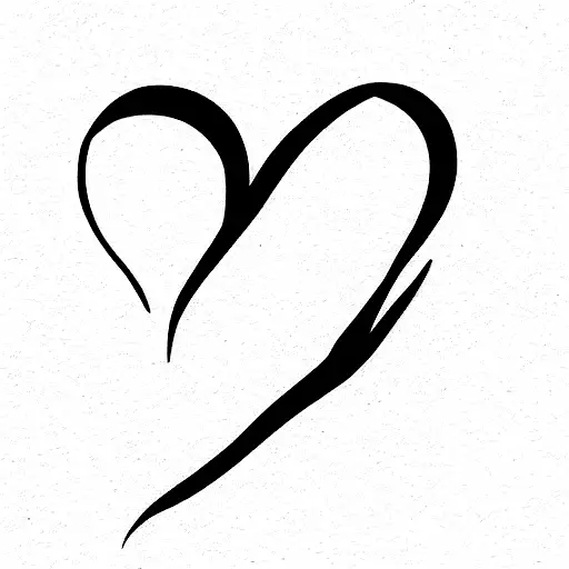 letter H & B with a heart and with number 7 tattoo design idea