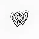 H and B with a heart and with number 7 tattoo design idea