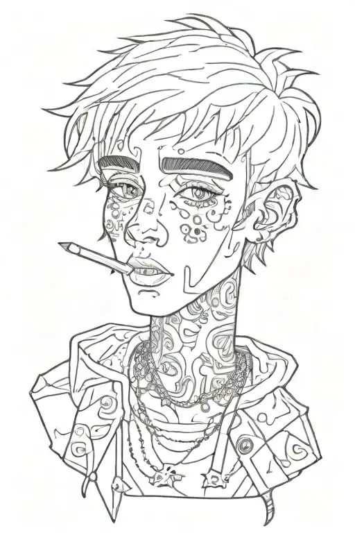 lil peep old cartoon character tattoo design idea