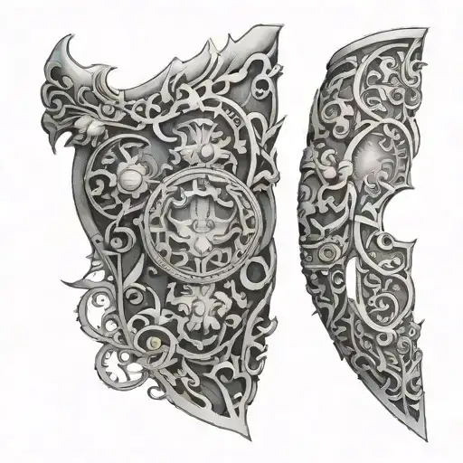 medieval fantasy arm sleeve tattoo design idea