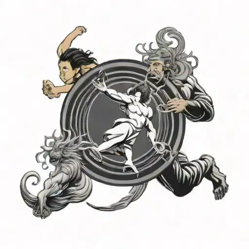 Zen Enso circle and atlas god atlas holding tattoo design idea