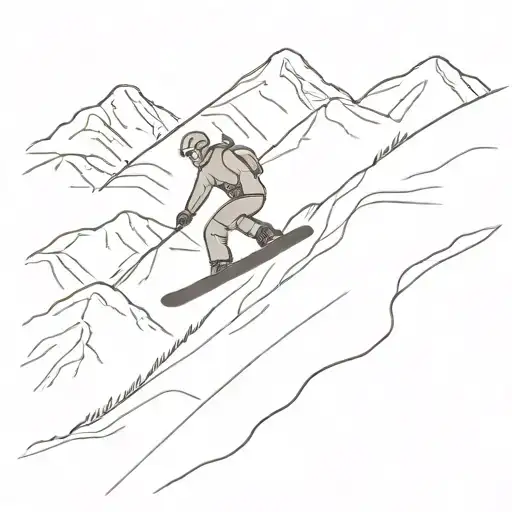 A minimalist design of a snowboarder carving down a mountain slope tattoo design idea