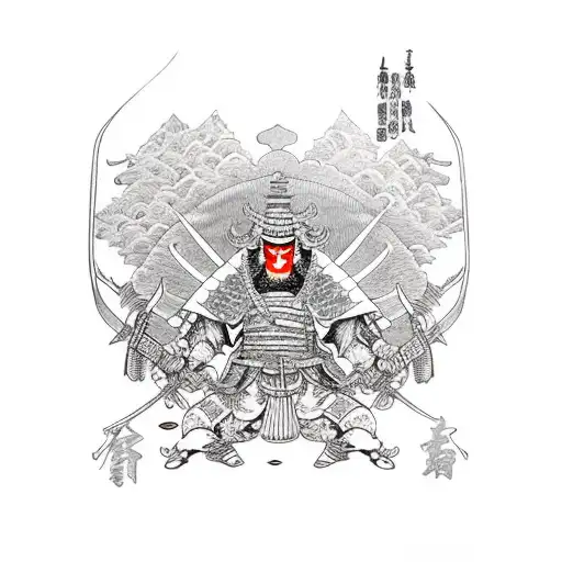 bloody ronin warrior with sword tattoo design idea