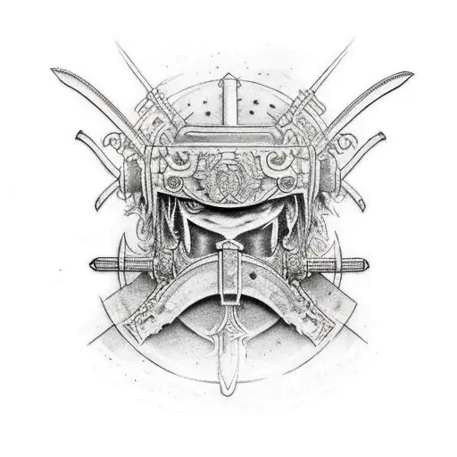 bloody ronin warrior with sword tattoo design idea