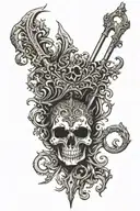 Girly poseidon trident tattoo design idea