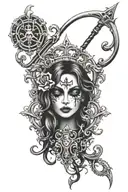 Girly poseidon trident tattoo design idea