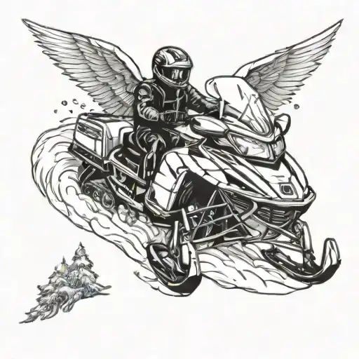 angel on a snowmobile design tattoo design idea