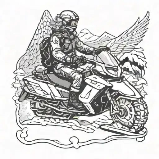 angel on a snowmobile design tattoo design idea
