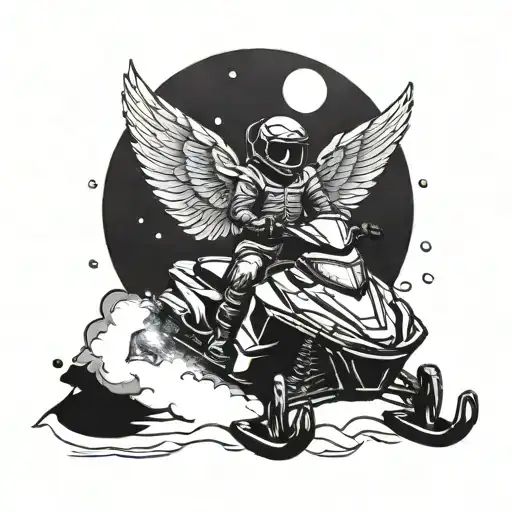 angel on a snowmobile design tattoo design idea