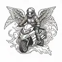 angel on a snowmobile design tattoo design idea