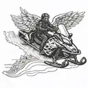 angel on a snowmobile design tattoo design idea