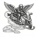 angel on a snowmobile design tattoo design idea