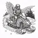 angel on a snowmobile design tattoo design idea
