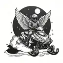 angel on a snowmobile design tattoo design idea