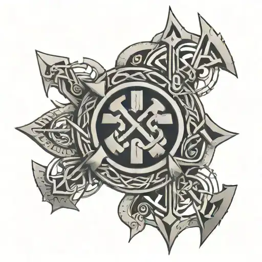 A video game inspired design with Celtic runes and symbols tattoo design idea