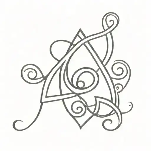 A minimalist tattoo design featuring a Celtic knot pattern intertwined with musical notes, symbolizing the client's love for music and Celtic heritage tattoo design idea