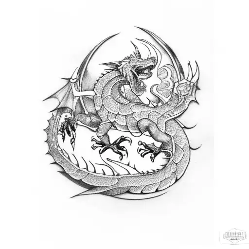 Dragon merget with ninepins sport in Tokyo revengers style tattoo design idea