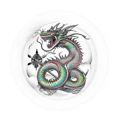 Dragon in Skittles style  tattoo design idea