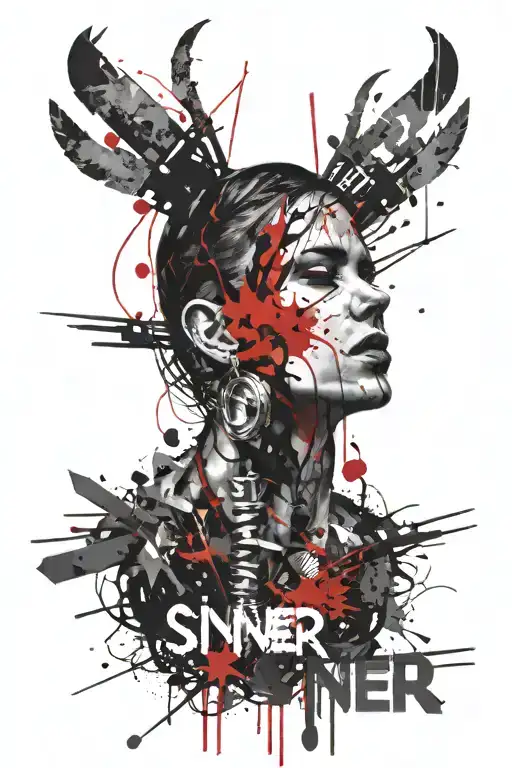 sinner written tattoo design idea