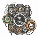 camera lens transforming tattoo design idea