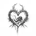 ribcage ripped open heart torn out hanging by a noose ink splatter cherry blossom dragonflies pain hatred grief sorrow tattoo design idea