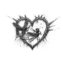 ribcage ripped open heart torn out hanging by a noose ink splatter cherry blossom dragonflies pain hatred grief sorrow tattoo design idea