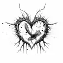 ribcage ripped open heart torn out hanging by a noose ink splatter cherry blossom dragonflies pain hatred grief sorrow tattoo design idea