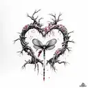 ribcage ripped open heart torn out hanging by a noose ink splatter cherry blossom dragonflies pain hatred grief sorrow tattoo design idea