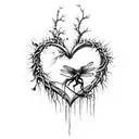 ribcage ripped open heart torn out hanging by a noose ink splatter cherry blossom dragonflies pain hatred grief sorrow tattoo design idea