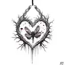 ribcage ripped open heart torn out hanging by a noose ink splatter cherry blossom dragonflies pain hatred grief sorrow tattoo design idea