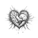 ribcage ripped open heart torn out hanging by a noose ink splatter cherry blossom pain hatred grief sorrow tattoo design idea