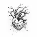 ribcage ripped open heart torn out hanging by a noose ink splatter cherry blossom pain hatred grief sorrow tattoo design idea