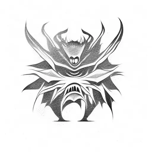 cute creepy monster animal dark minimalist tattoo design idea
