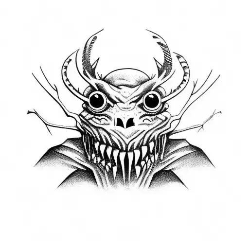 cute creepy monster animal dark minimalist tattoo design idea